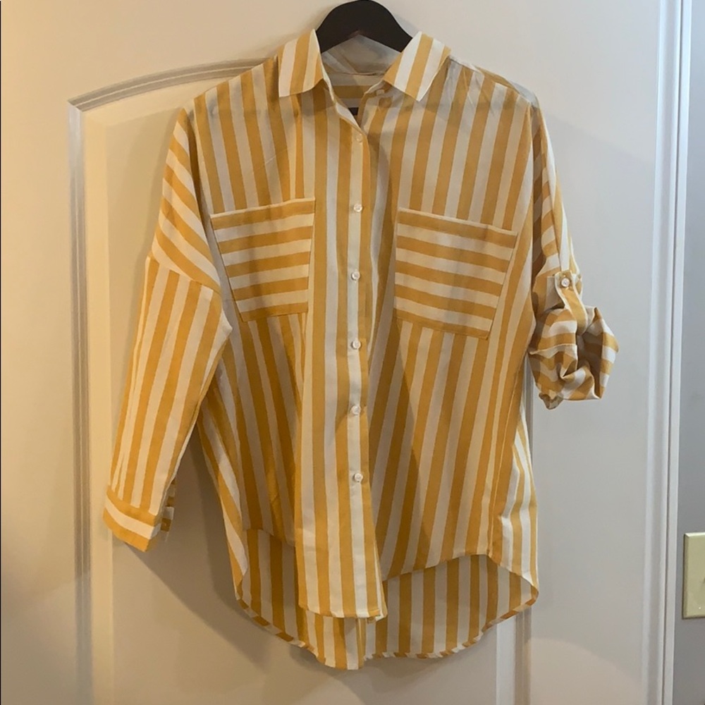 Yellow and cream striped blouse